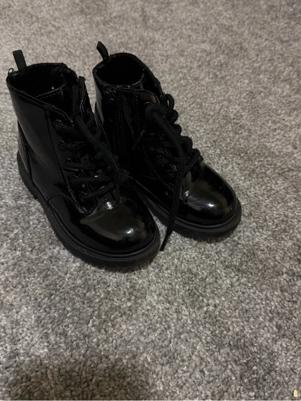 Old Navy Black Patent Lace-Up Boots